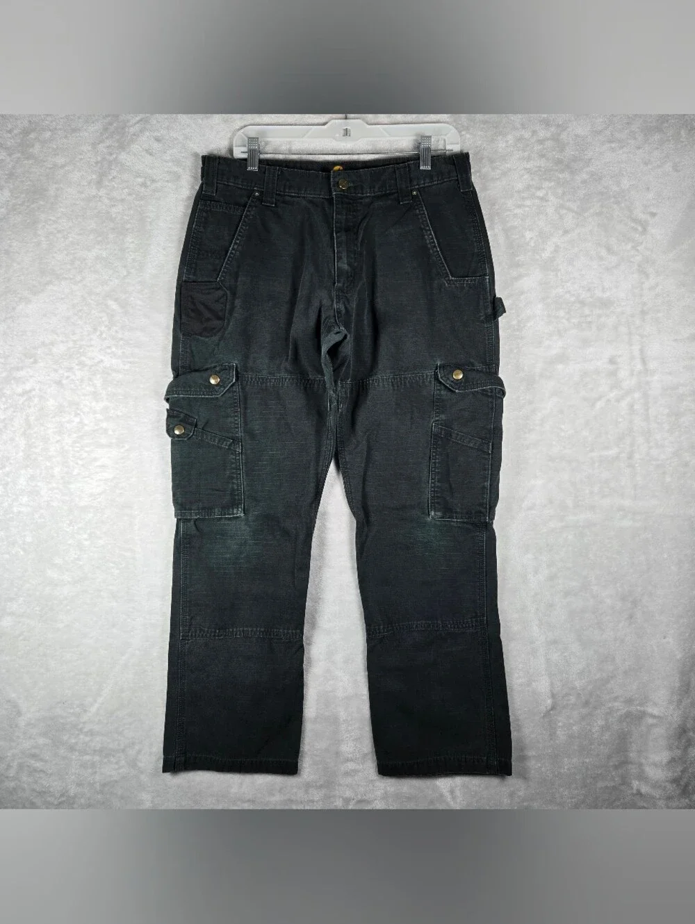 Carhartt Double Knee Cargo Pants Mens Size 34x30 Black Relaxed Fit Ripstop Y2K